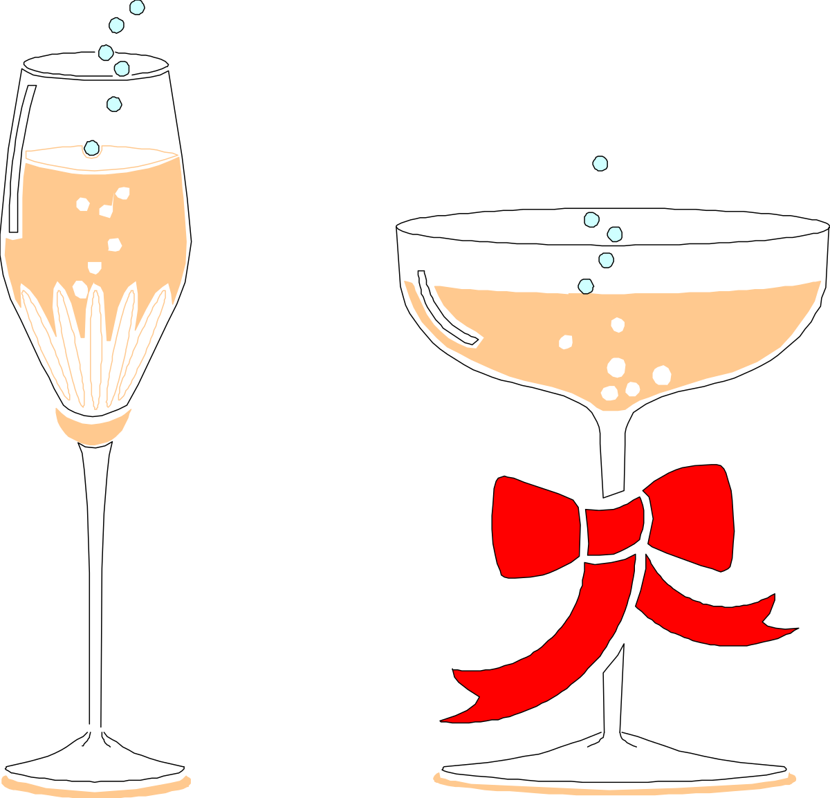a pair of champagne glasses with a red bow clip art png transparent Champagne Glasses with Red Bow - Elegant Clipart for Celebrations