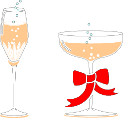 Champagne Glasses with Red Bow - Elegant Clipart for Celebrations