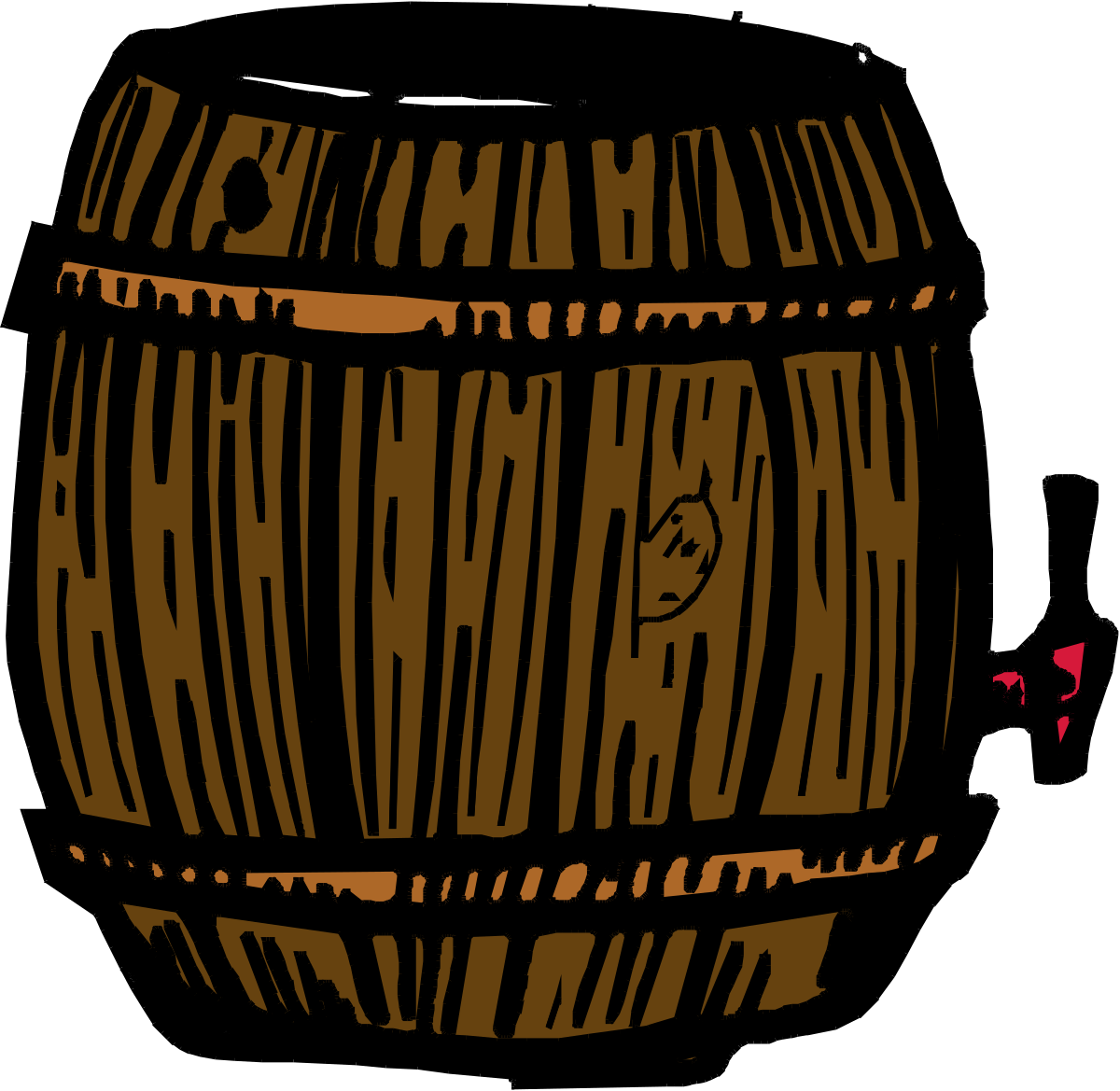 a wooden barrel with a red handle clip art png transparent Wooden Barrel Clipart with Red Handle - Perfect for Rustic Themes