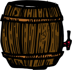 Wooden Barrel Clipart with Red Handle - Perfect for Rustic Themes