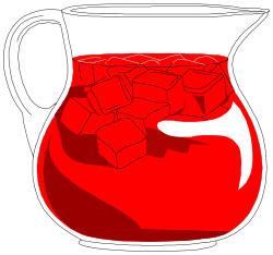 Refreshing Red Liquid Pitcher with Ice Clipart for Summer Drinks