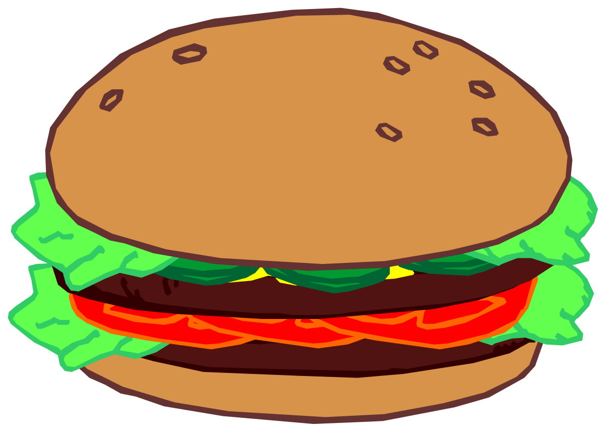 Hamburger Clipart: Big Juicy Burger with Toppings