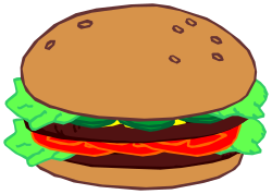 Hamburger Clipart: Big Juicy Burger with Toppings