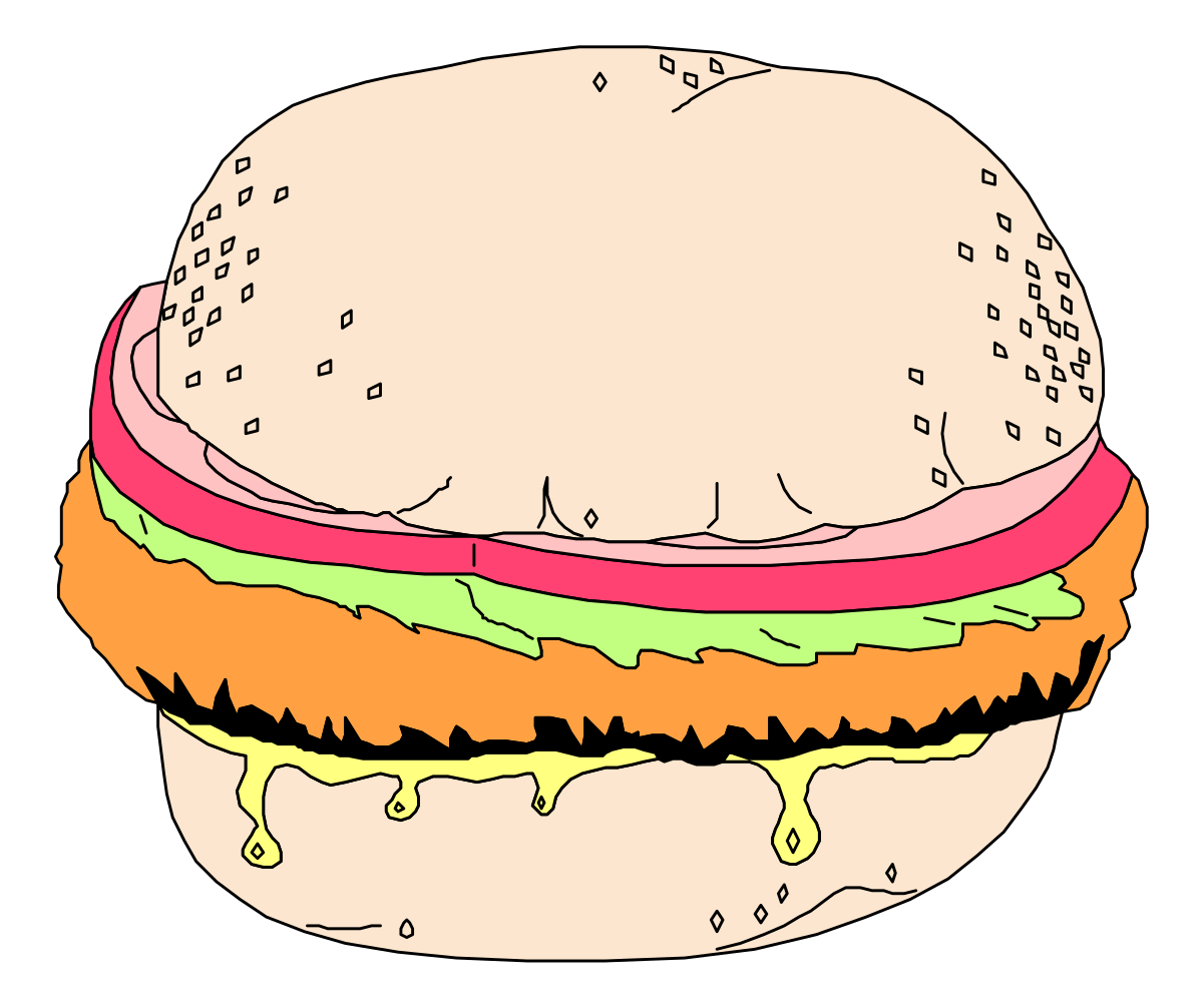 Melted Cheese Hamburger Clipart - Delicious Fast Food Illustration
