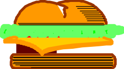 Green Patty Hamburger Clipart - Vibrant and Unique Food Illustration