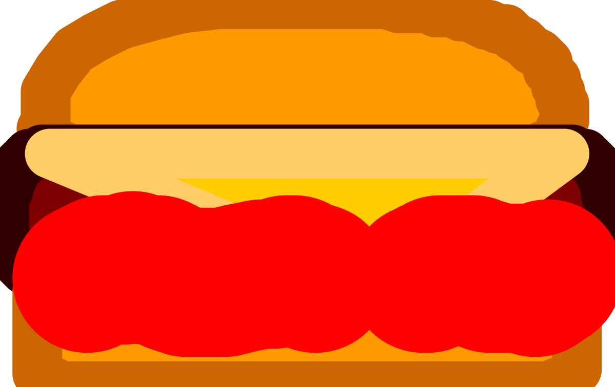 Hamburger with Red and Yellow Bun Clipart - Delicious Food Graphics