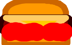 Hamburger with Red and Yellow Bun Clipart - Delicious Food Graphics