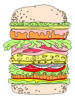 Big Hamburger with Toppings Clipart for Delicious Designs