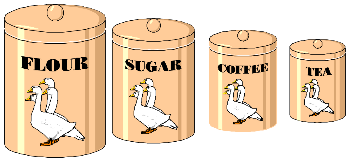 four canisters with a goose and a goose clip art png transparent Goose Canisters Clipart: Four Unique Canisters Featuring Graceful Geese
