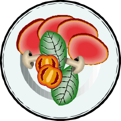 Plate with Delicious Food and Fresh Vegetables Clipart