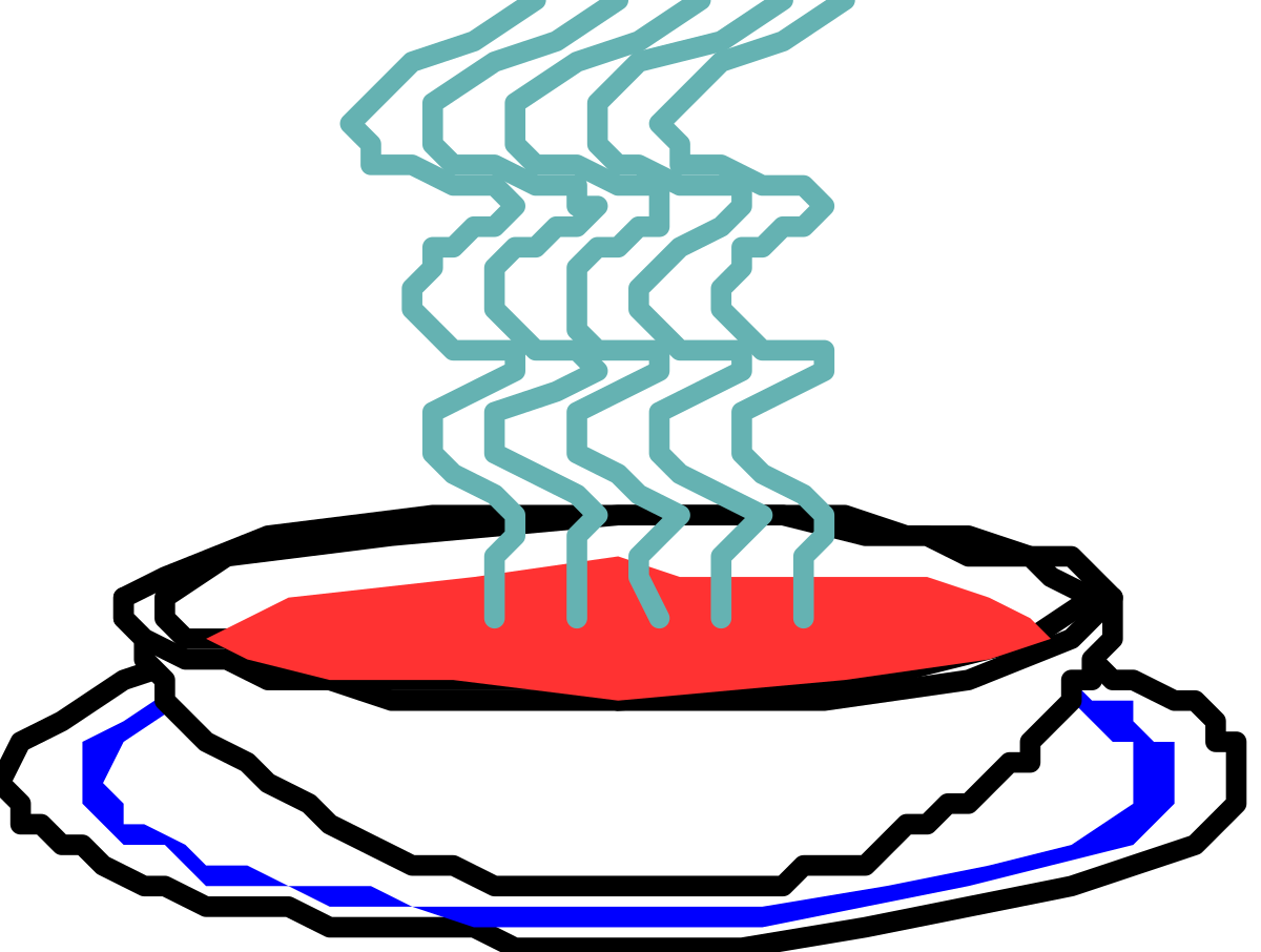Bowl of Soup with Vibrant Red Sauce Clipart