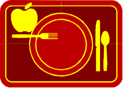 Apple on Plate with Knife and Fork Clipart for Culinary Designs