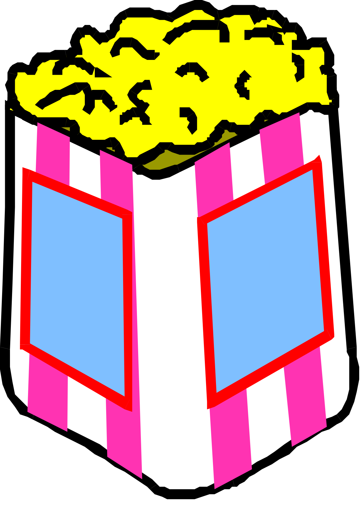 a pink and white box with popcorn clip art png transparent Pink and White Popcorn Box Clipart for Fun Themes