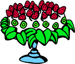 Vibrant Pot with Red and Green Flowers Clipart