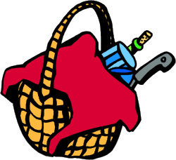 Basket with Red Blanket and Bottle Clipart for Creative Projects
