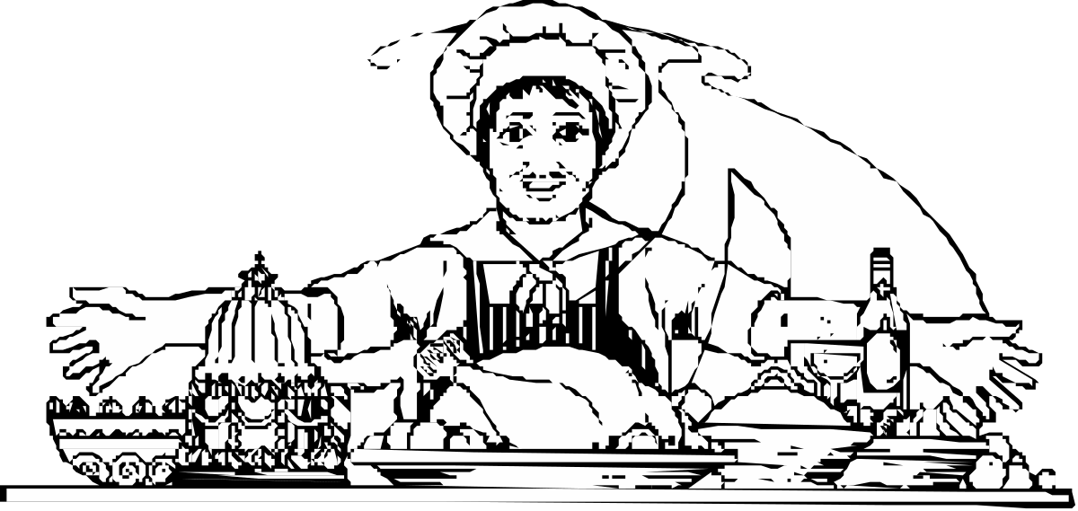 Man Sitting at a Table with Food - Engaging Clipart for Culinary Themes