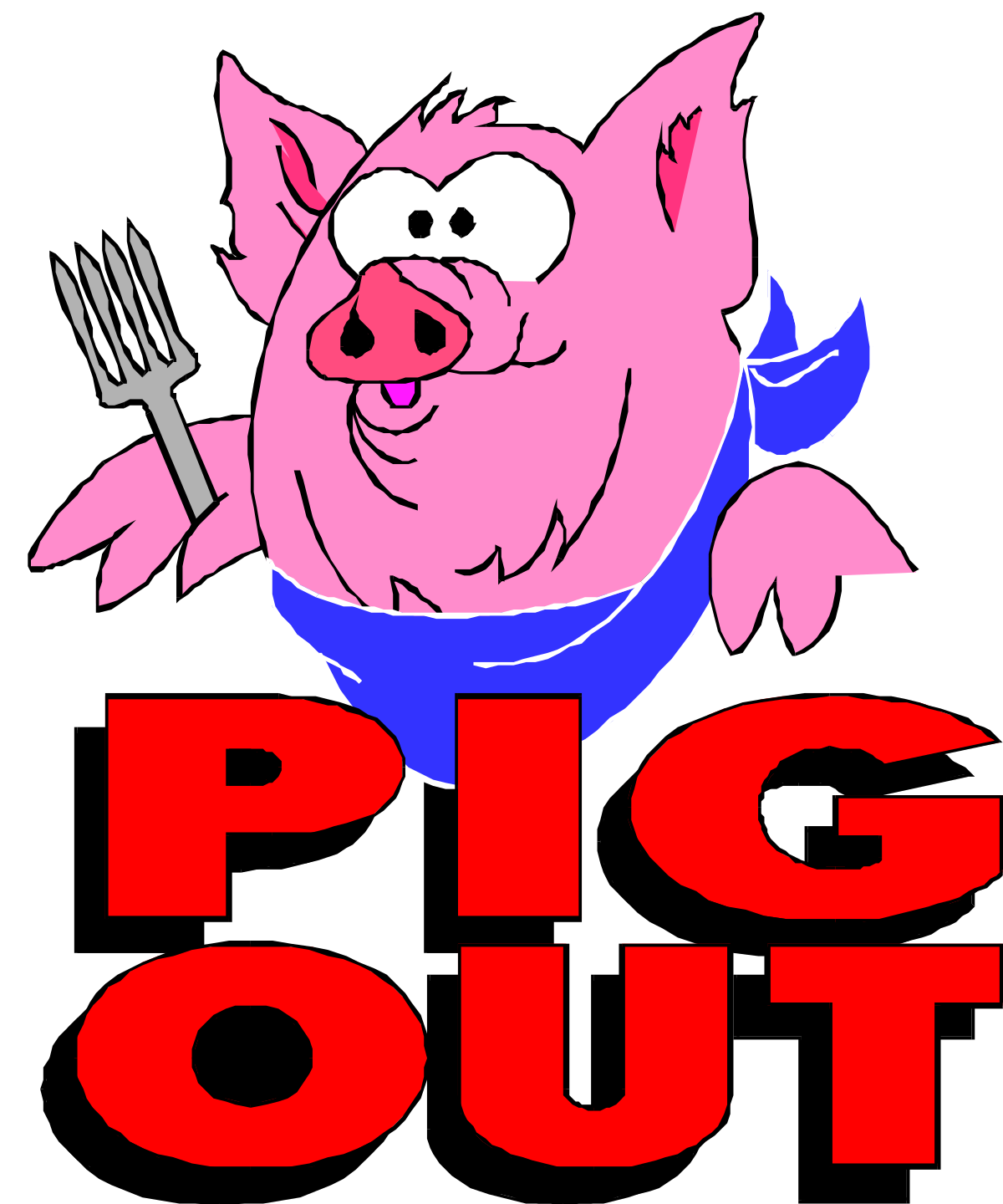 Pig with Fork and Knife: Playful Clipart for Fun Designs