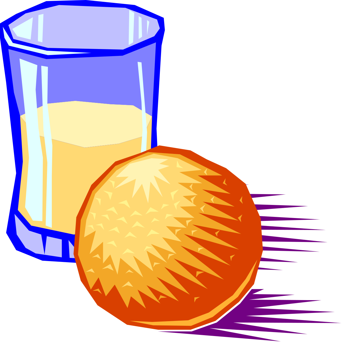 Glass of Milk and Half an Orange Clipart