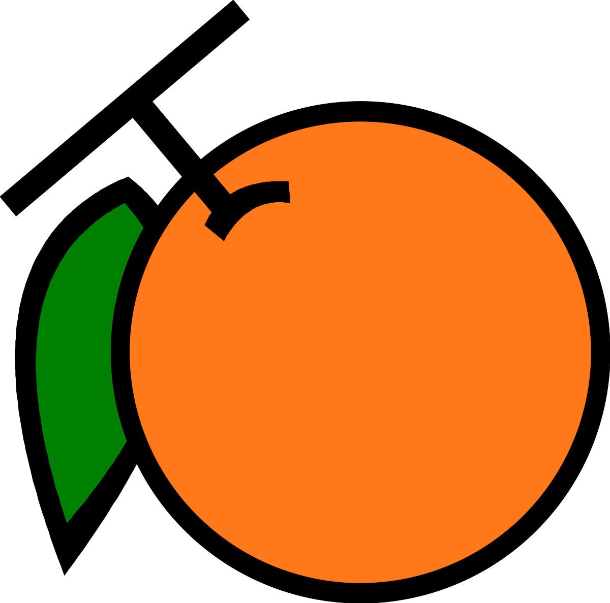 Orange with Green Arrow - Vibrant Clipart Illustration