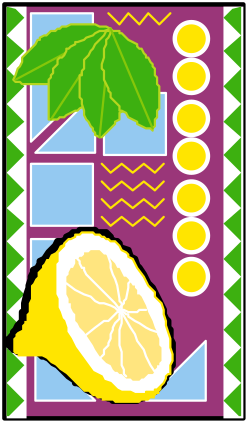 Lemon and Leaf on Purple Background  Vibrant Clipart for Your Project