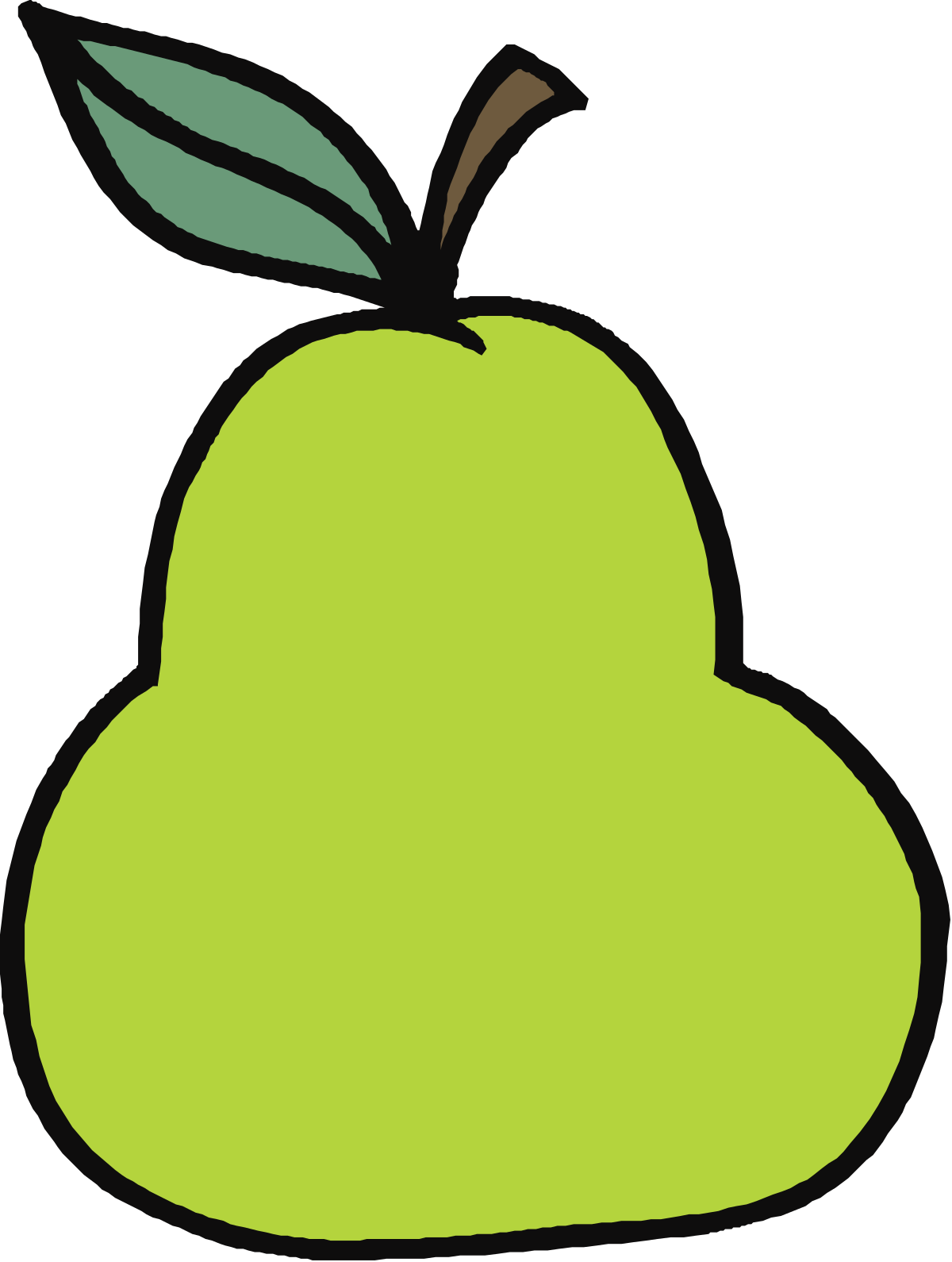 a green pear with a leaf on top clip art png transparent Green Pear with Leaf Clipart - Vibrant and Fresh Fruit Illustration