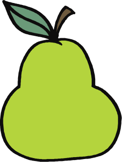Green Pear with Leaf Clipart - Vibrant and Fresh Fruit Illustration