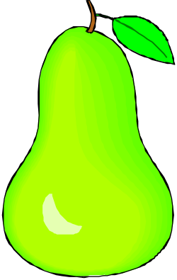 Green Pear with Leaf Clipart - Fresh and Vibrant Fruit Illustration