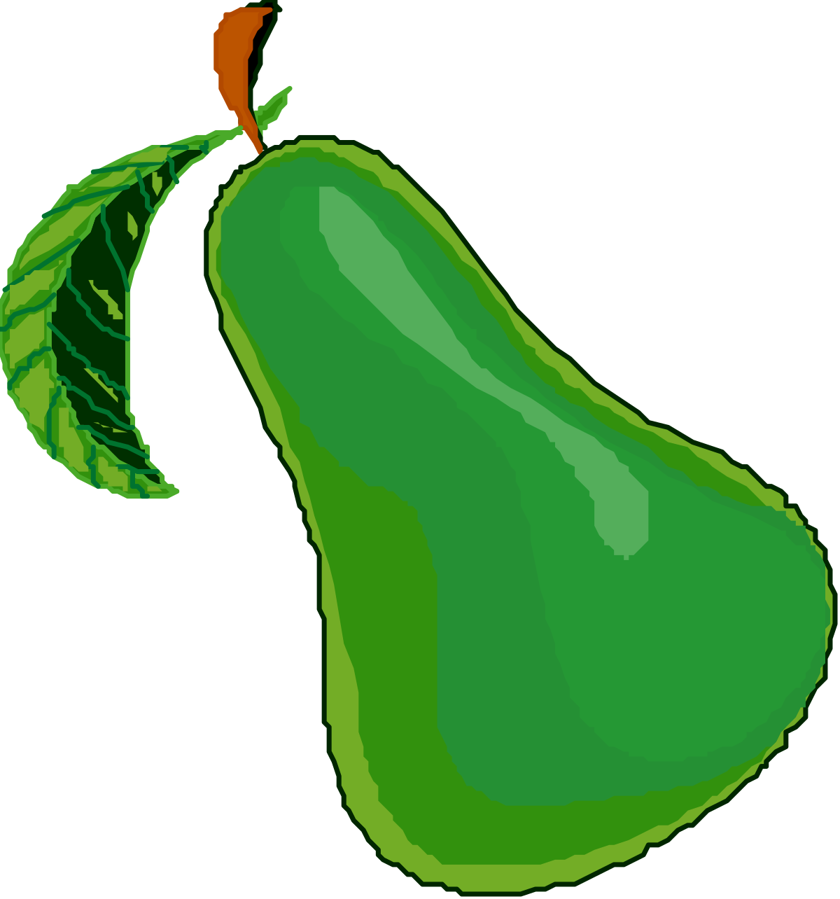 a green pear with a leaf on top clip art png transparent Green Pear with Leaf - Fresh Clipart Illustration