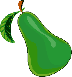 Green Pear with Leaf - Fresh Clipart Illustration