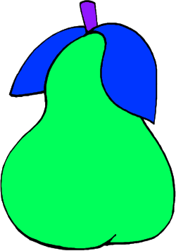 Green Pear with Blue Leaf Clipart - Fresh and Vibrant Design