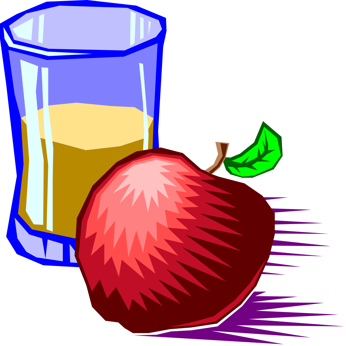 a glass of juice and an apple clip art png transparent Juice Glass and Apple Clipart - Fresh and Vibrant Illustrations