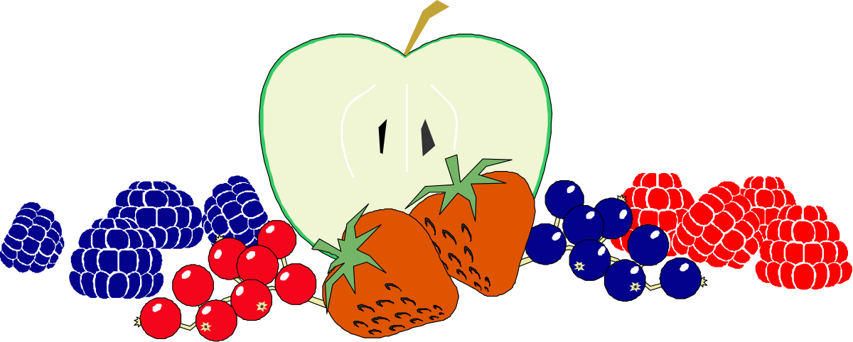 a white apple surrounded by a bunch of red, blue, and green berries clip art png transparent White Apple Surrounded by Colorful Berries - Vibrant Clipart Collection