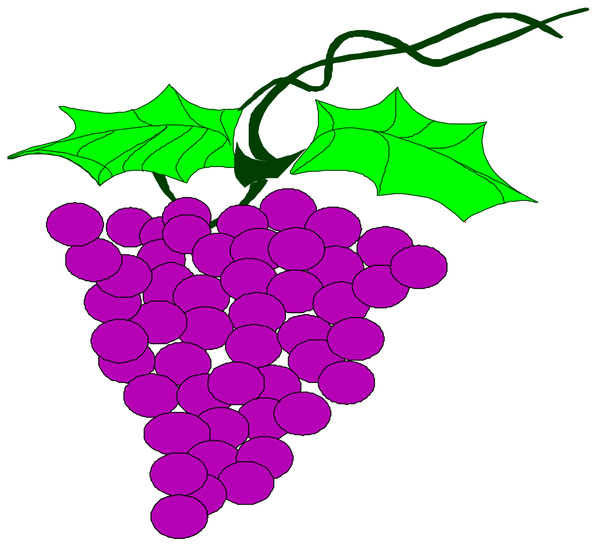 Grapes with Green Leaves Clipart - Fresh and Vibrant SVG Graphics
