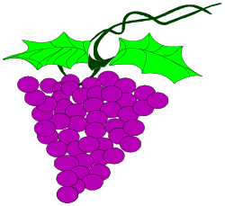 Grapes with Green Leaves Clipart - Fresh and Vibrant SVG Graphics