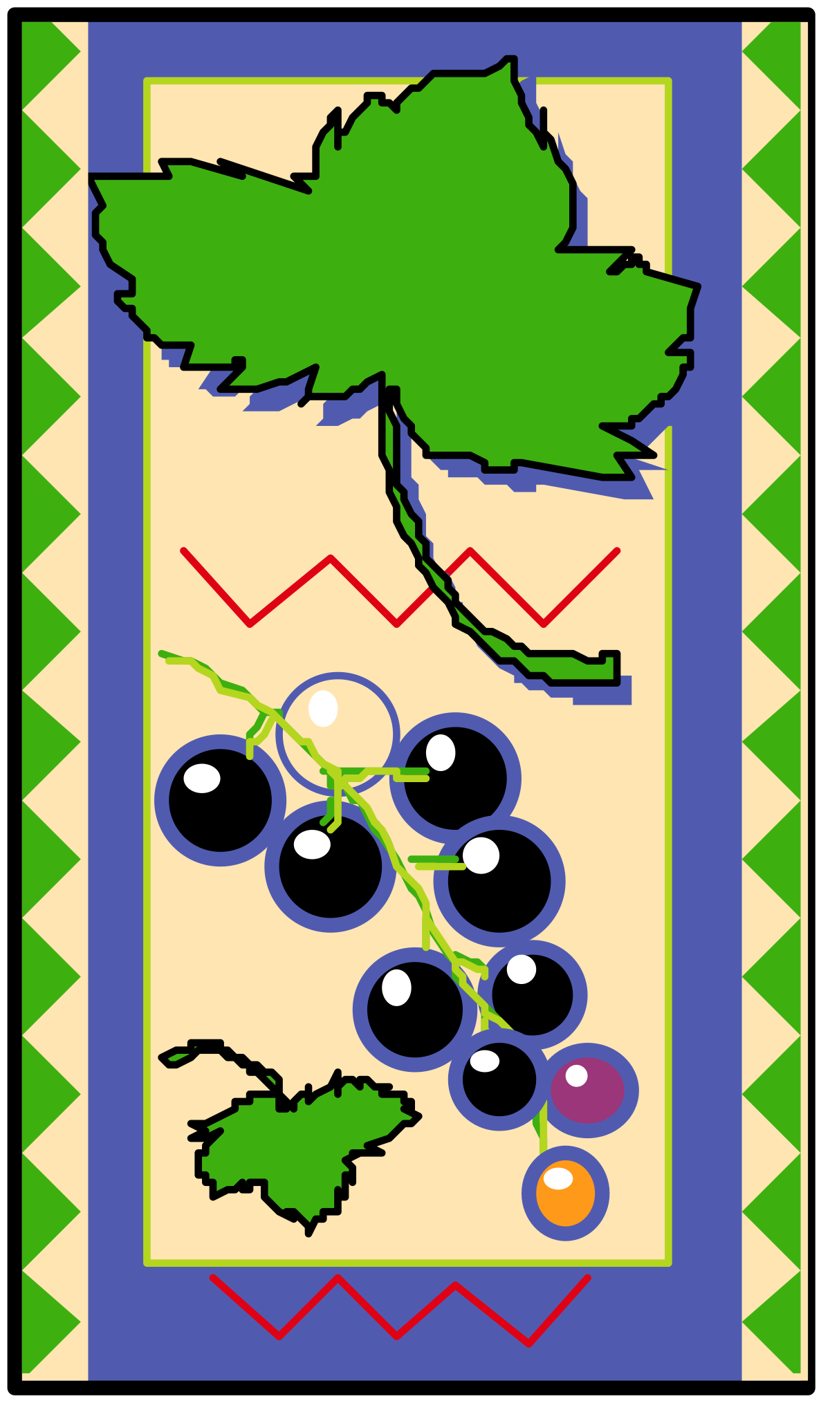 Tree with Black Berries Clipart - Vibrant Nature Illustration