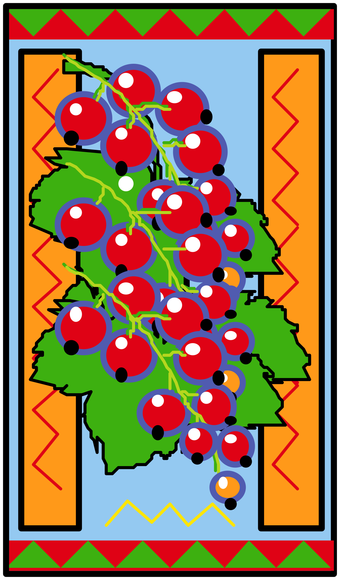 Christmas Tree with Red Berries and Green Leaves Clipart