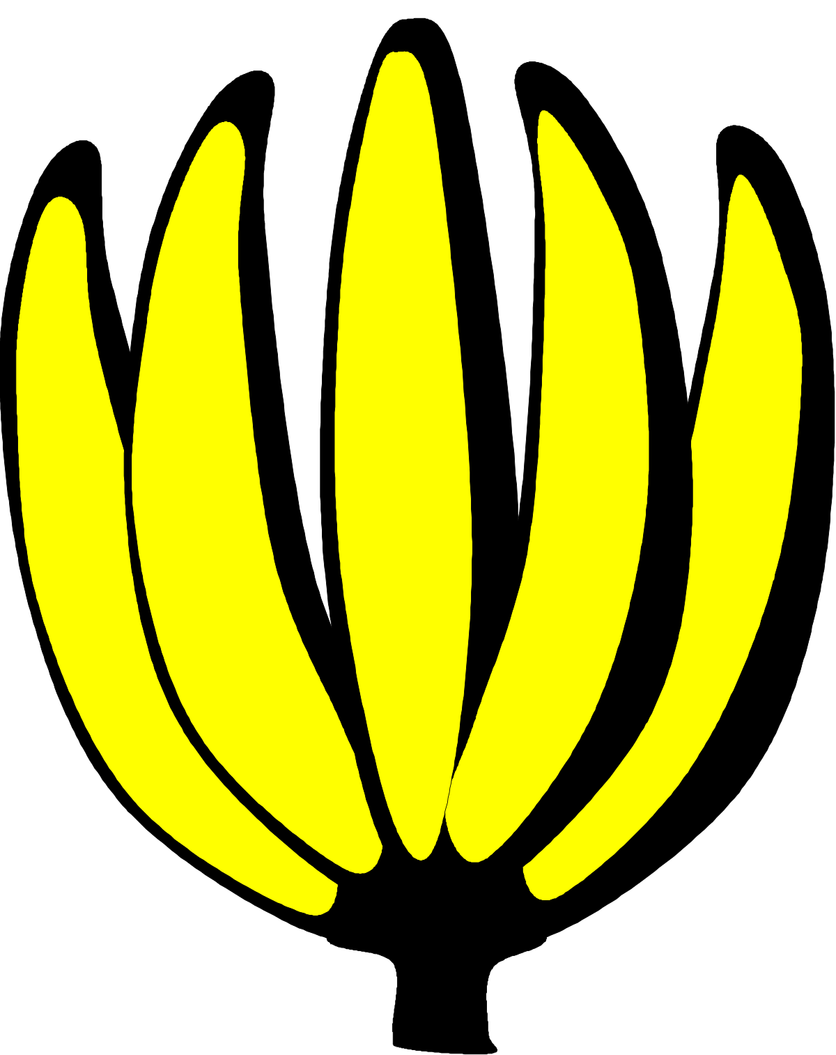 Yellow Banana Clipart on Black Background - Fresh and Appealing