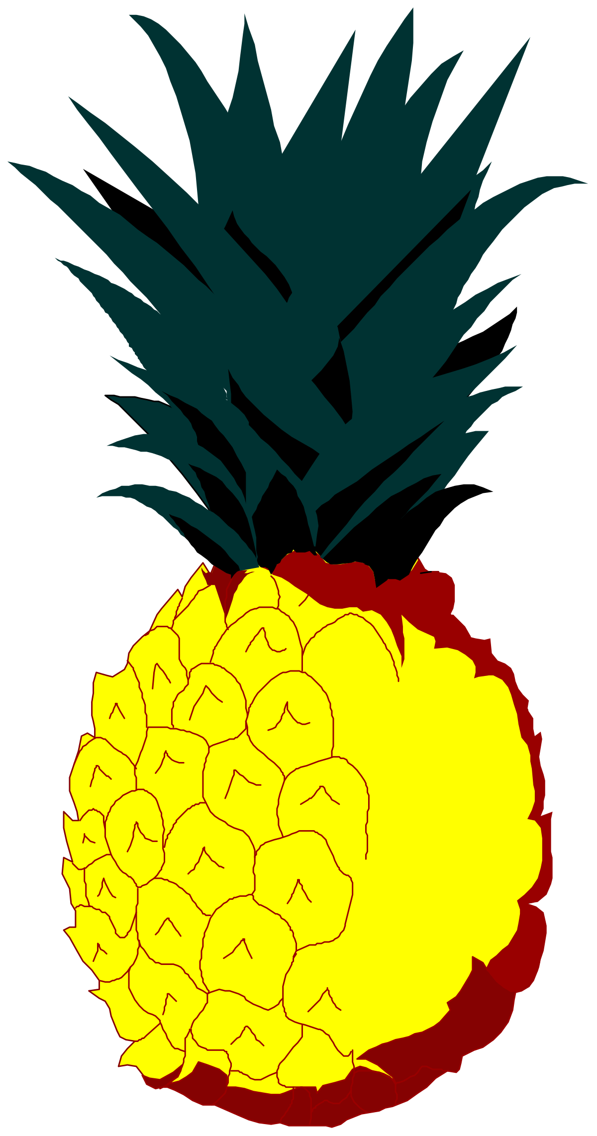 Pineapple Clipart with Vibrant Yellow and Green Leaves