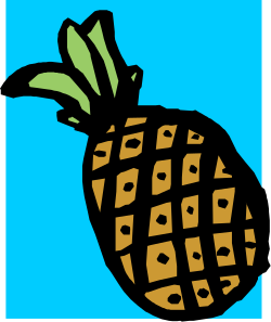 Pineapple Clipart with Green Stem - Vibrant Tropical Illustration