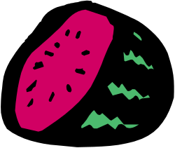 Pink and Green Object on Black Background - Vibrant Clipart Collection