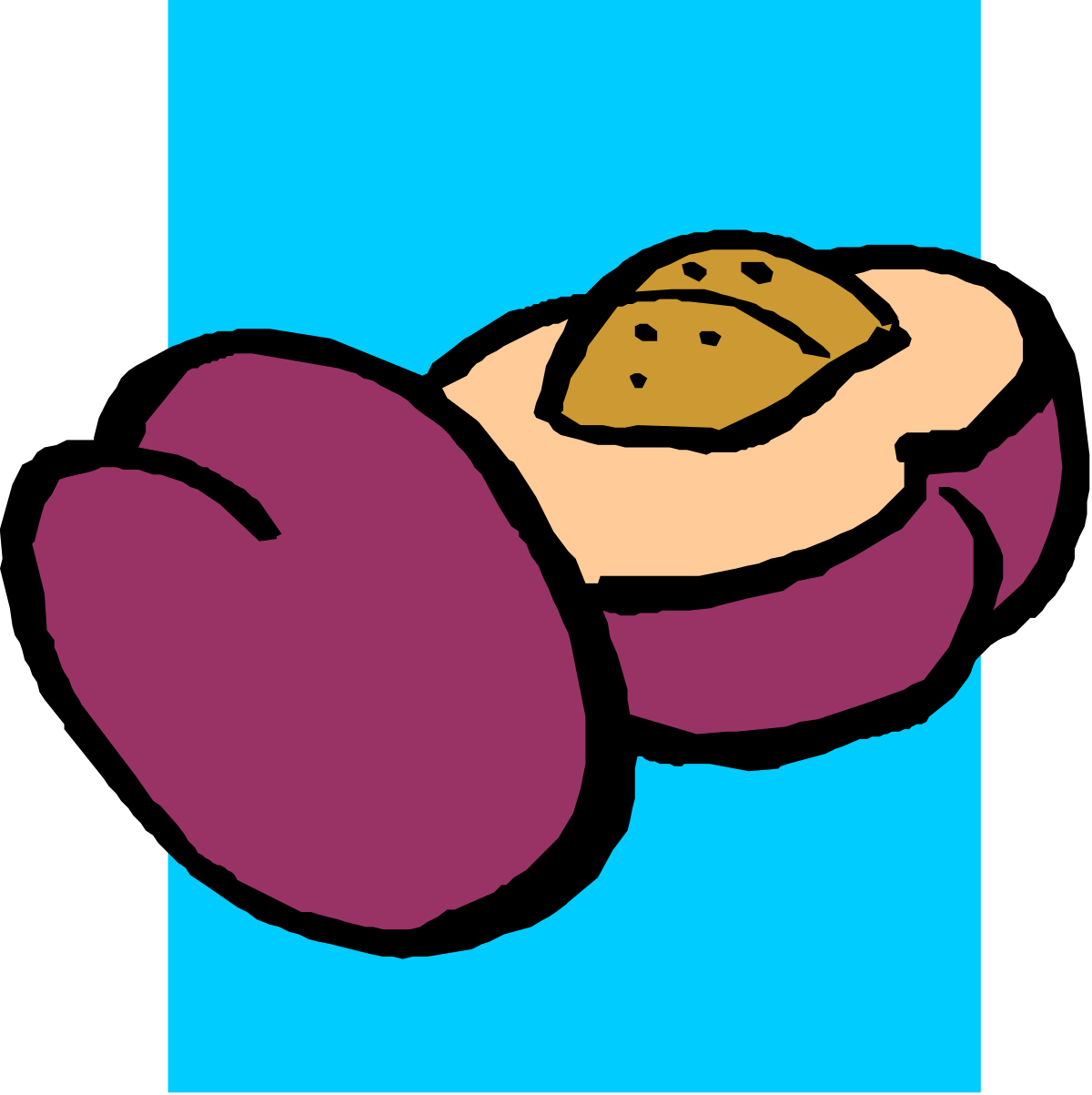 Purple and Yellow Object with Brown Center Clipart for Creative Projects