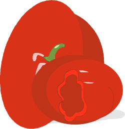 Red Pepper Clipart with Green Leaf - Fresh and Vibrant