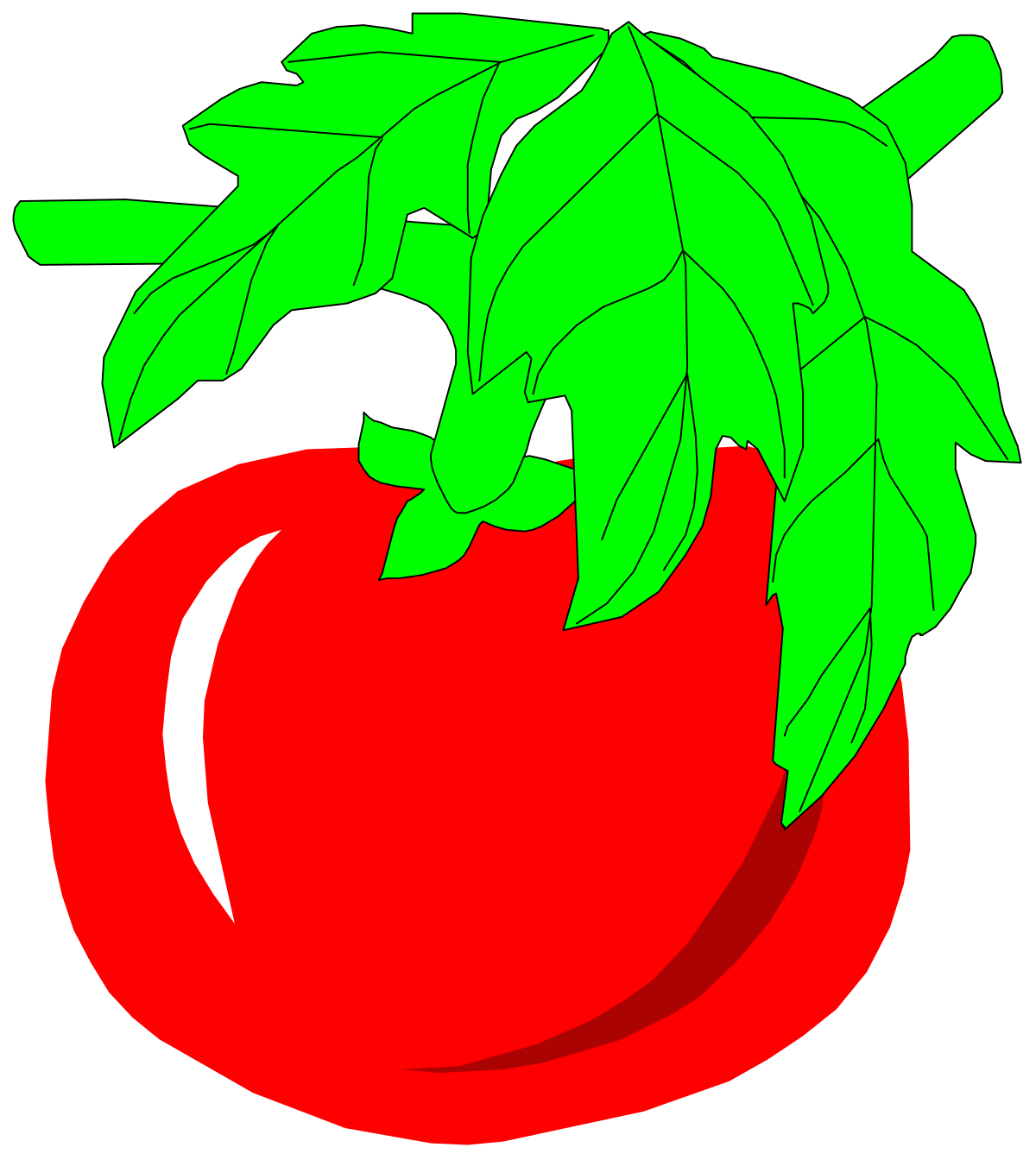 Fresh Tomato with Green Leaves Clipart for Creative Projects