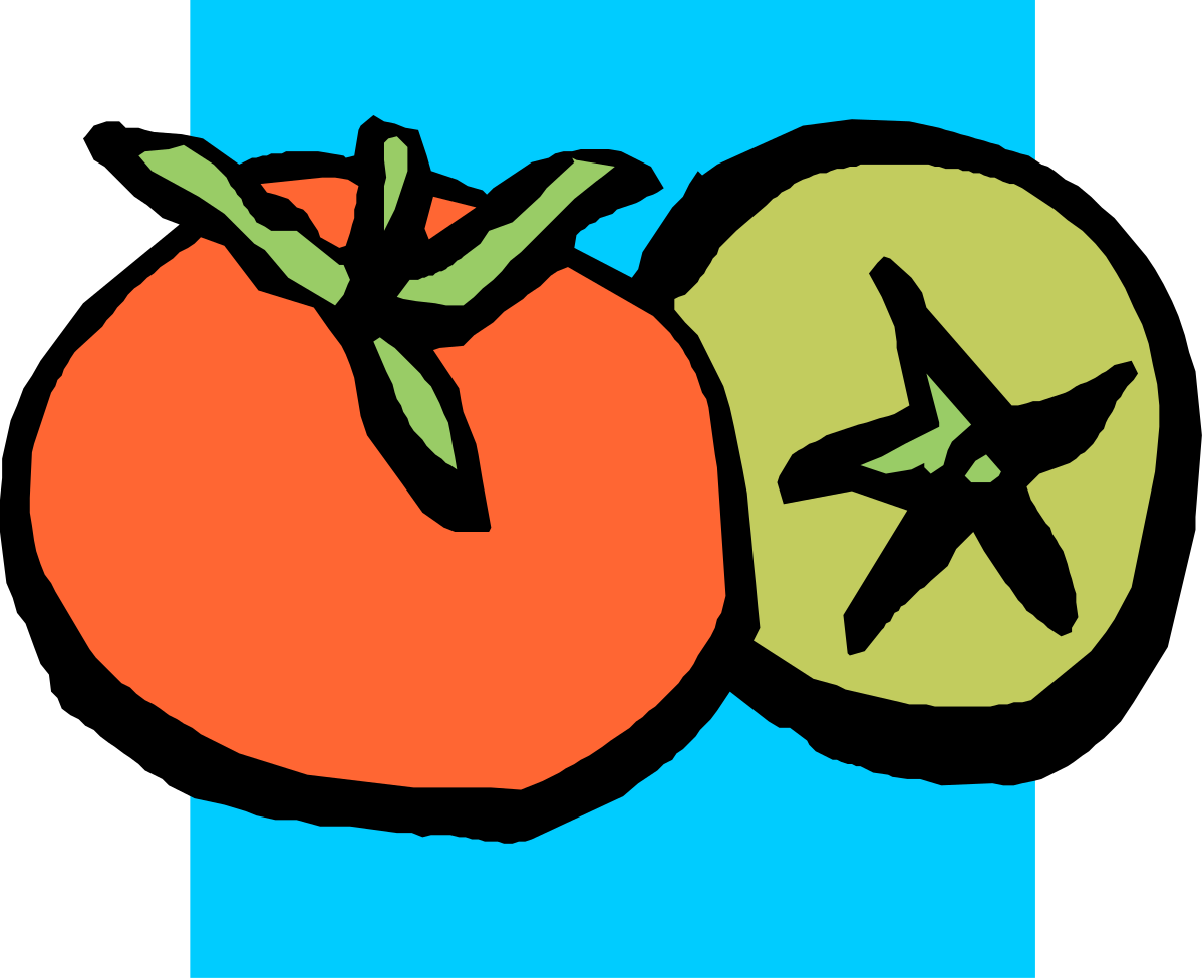 a tomato and a star on a blue background clip art png transparent Tomato and Star Illustration on Vibrant Blue Background
