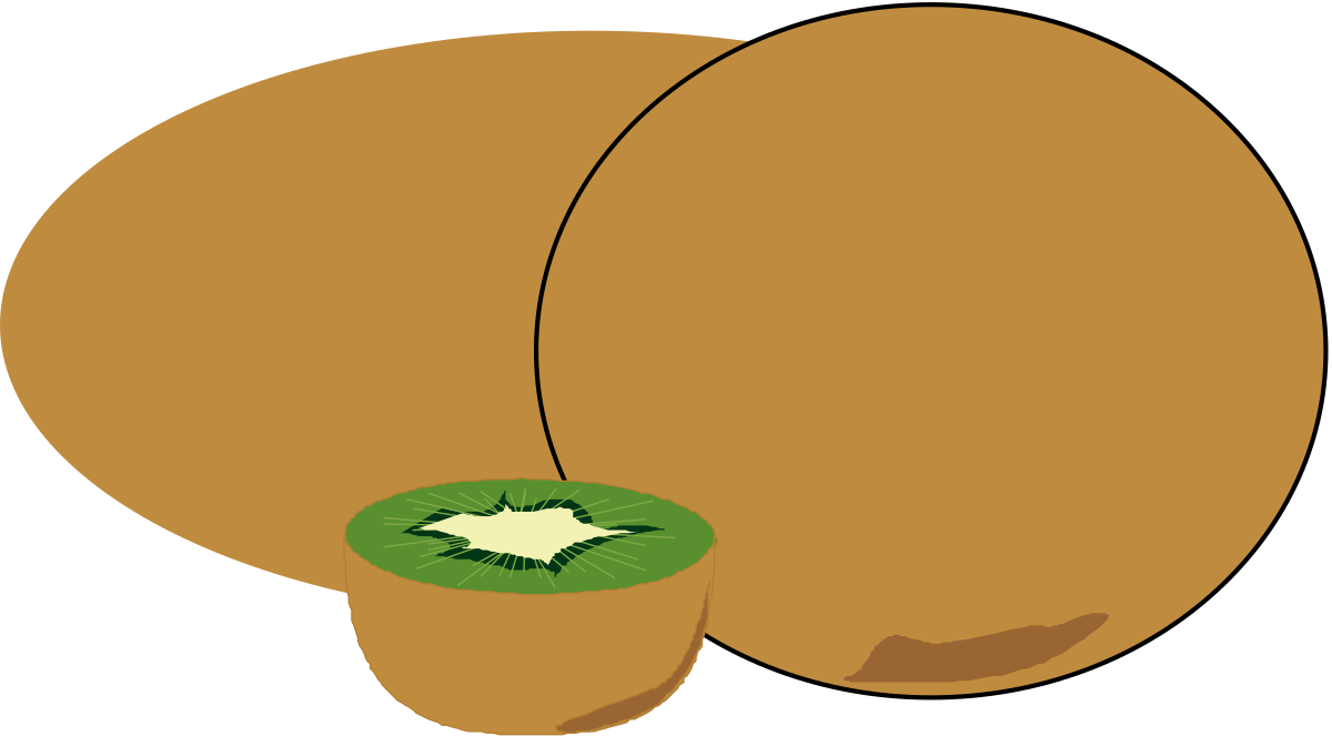 Brown Round Fruit with Green Leaf Clipart
