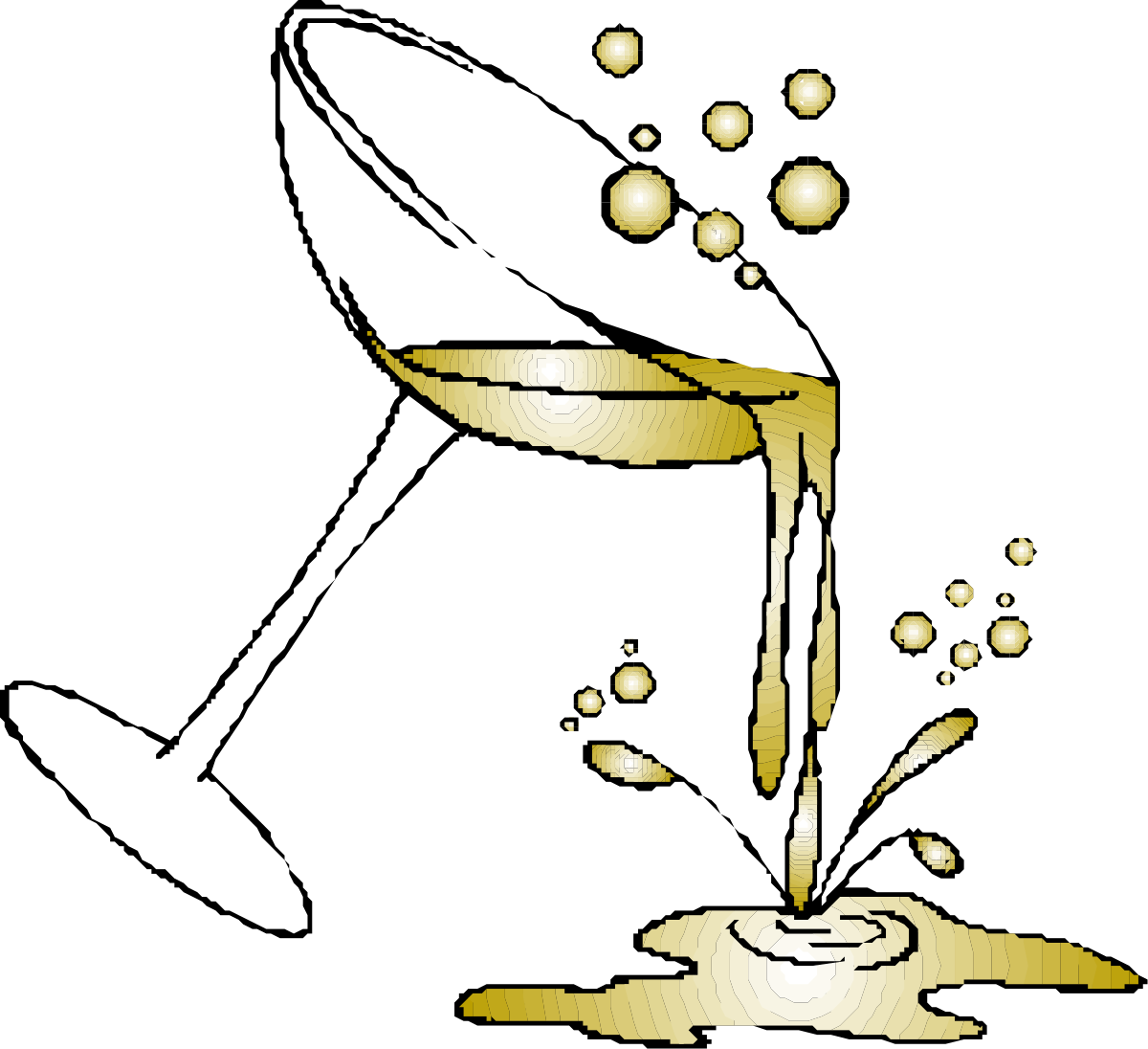 Champagne Glass Spilling Bubbles Clipart - Elegant Celebration Icon
