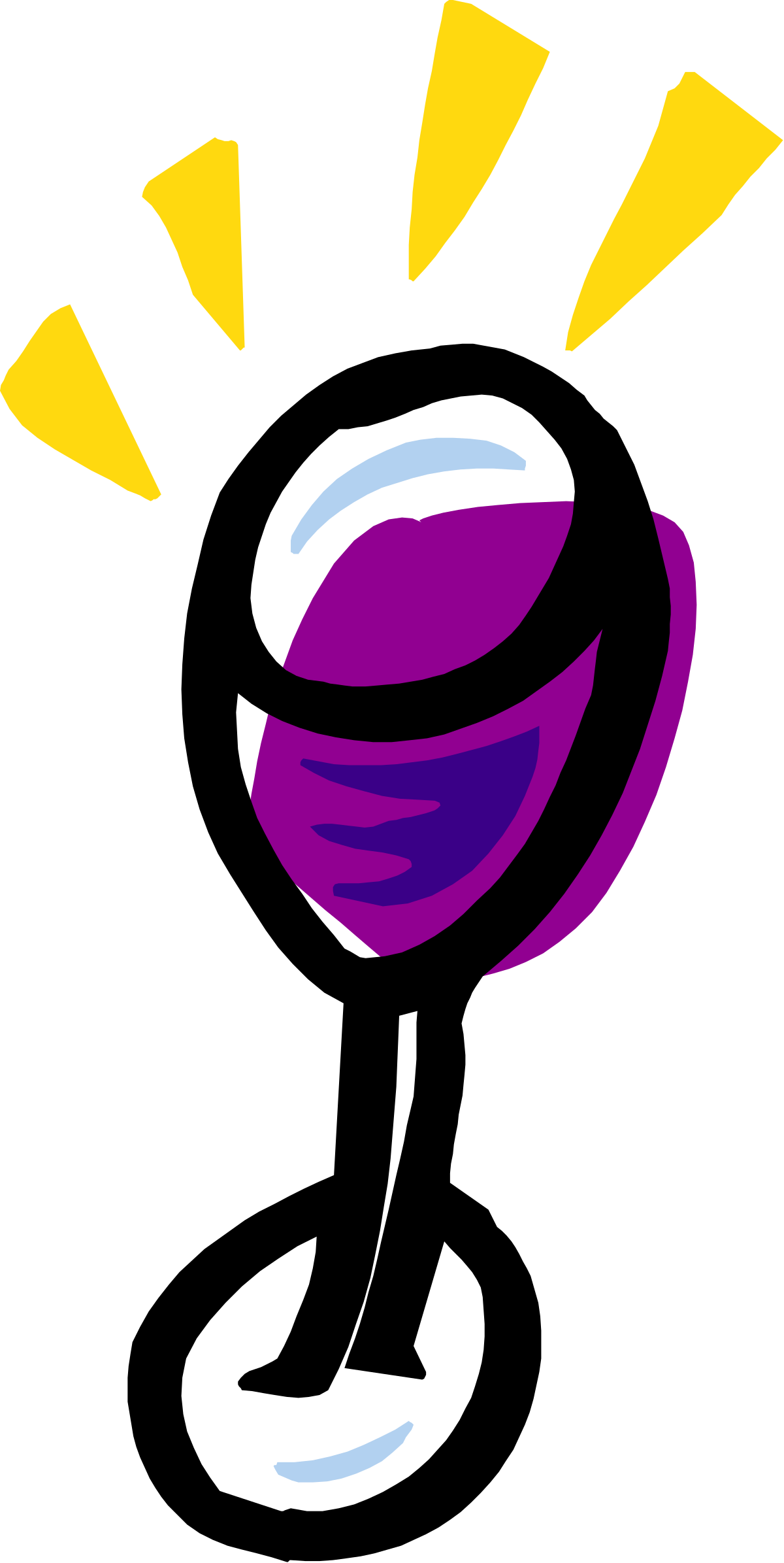 Purple and Yellow Sun Clipart with Radiant Rays