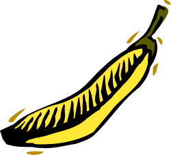 Banana Clipart on Black Background - Vibrant Fruit Illustration