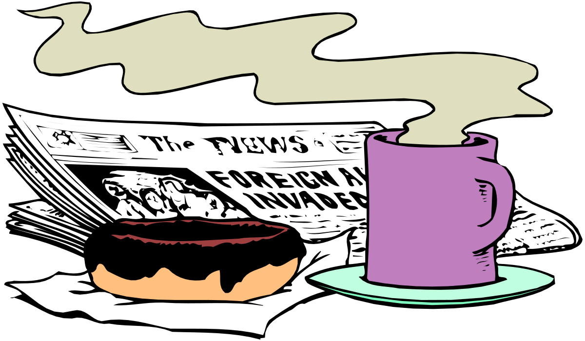 a cup of coffee and a newspaper clip art png transparent Coffee Cup and Newspaper Clipart for Relaxing Mornings