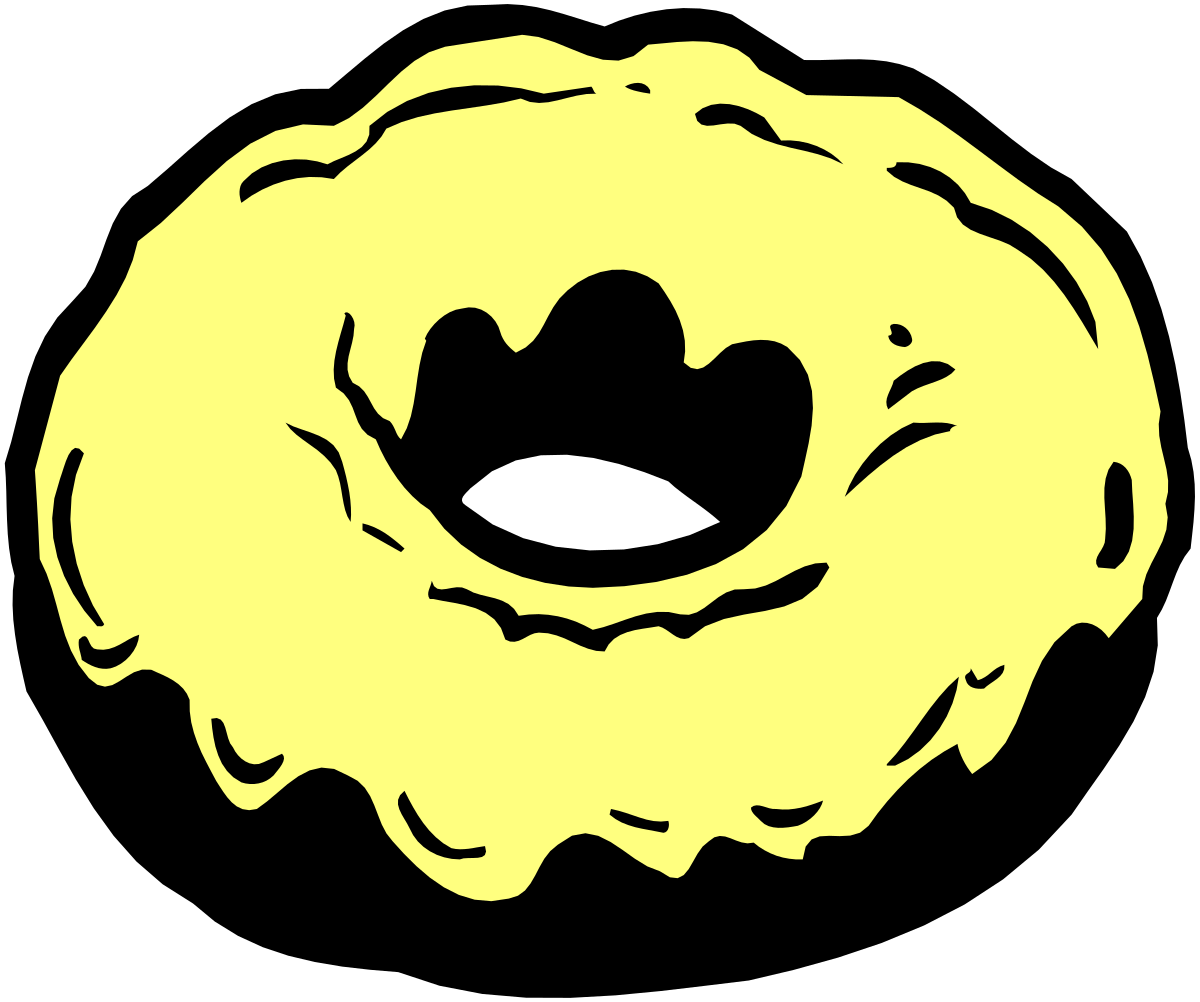 a yellow dont with a black background clip art png transparent Yellow Donut with Black Background Clipart